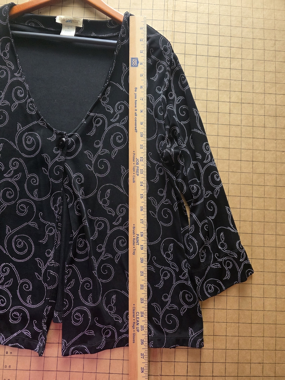 TravelSmith Black Silver Swirl Dotted Knit Cardigan Jacket Womens XL USA Made - Picture 9 of 13